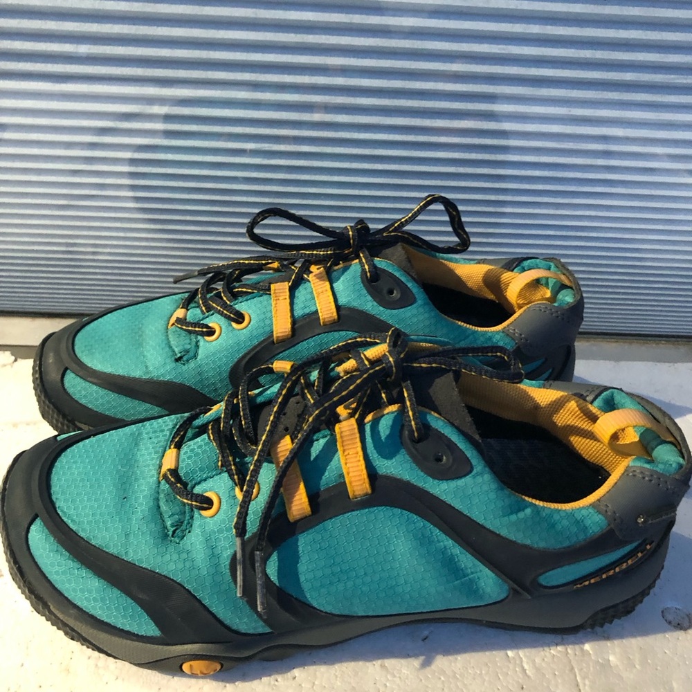 Merrell Proterra Womens Teal Hiking Trail Sneaker Shoes Size 8.5